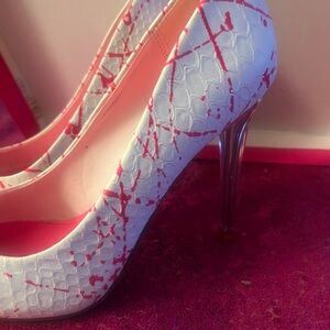Shoe Dazzle White and Pink Stiletto Heels